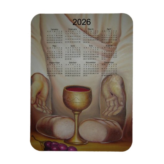 Het Brood des Levens: Heilige Eucharistie 2026 Kal Magneet (Verticaal)