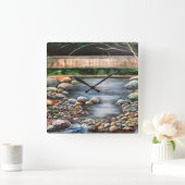 Het BROOK-landschap Originele handgeschilderde kun Vierkante Klok (Huis)