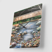 Het BROOK-landschap Originele handgeschilderde kun Vierkante Klok (Hoek)