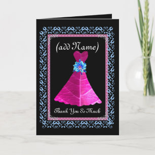 Het BRUIDSMEISJE dankt u - de MAGENTA Versiering Bedankkaart
