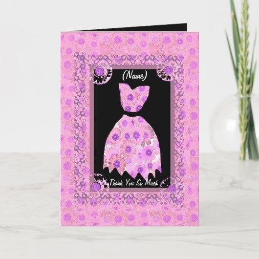 Het BRUIDSMEISJE dankt u - de ROZE Versiering van Bedankkaart (Voorkant)