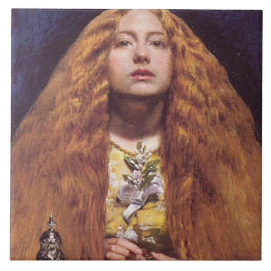 Het bruidsmeisje (door John Everett Millais) Tegeltje (Voorkant)