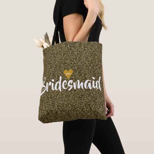 Het bruidsmeisje schittert Gouden Gepersonaliseerd Tote Bag (Dichtbij)
