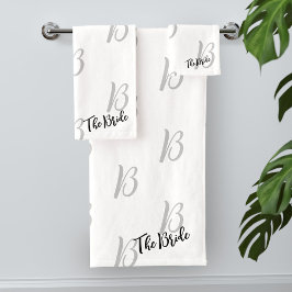 Het bruidsmonogram Aangepaste witte badhanddoekens Bad Handdoek