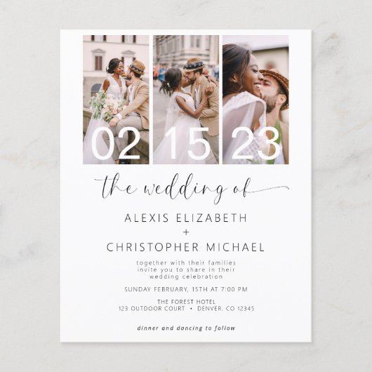 Het bruiloft van de minieme witte bruiloft met fot flyer (Voorkant)