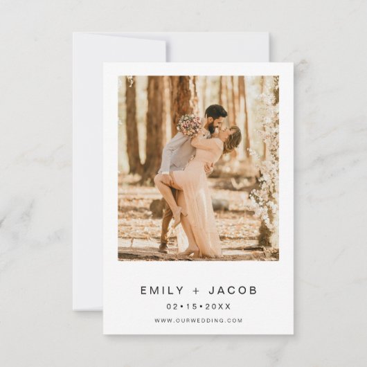 Het bruiloft van de minieme witte bruiloft met fot kaart (Achterkant)