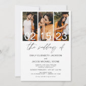 Het bruiloft van de minieme witte bruiloft met fot kaart (Voorkant)