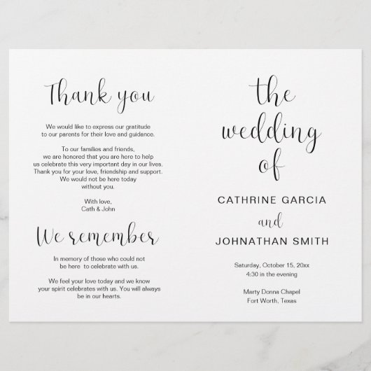 Het bruiloft van, Modern Wedding Foldable Program (Voorkant)