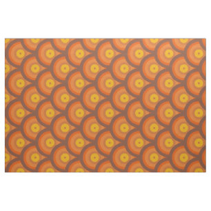 het bruin en oranje 70s stijlgeometrische ringpatr stof