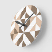 Het bruine Beige Geometrische Patroon van de Kubus Ronde Klok (Hoek)