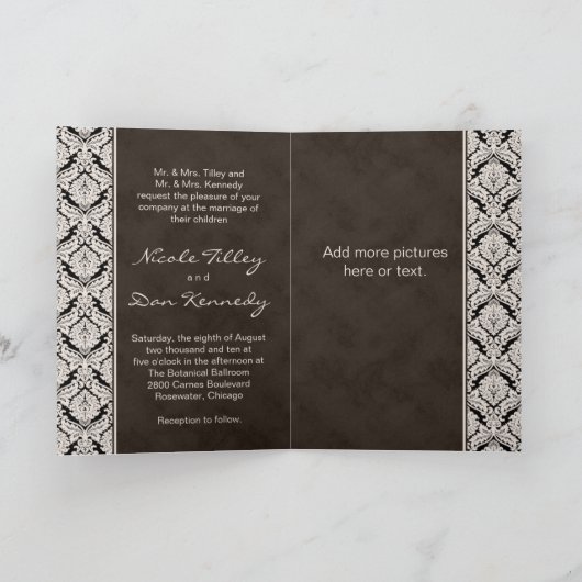 Het Bruine Damast van het Wenskaart van de (Binnen)