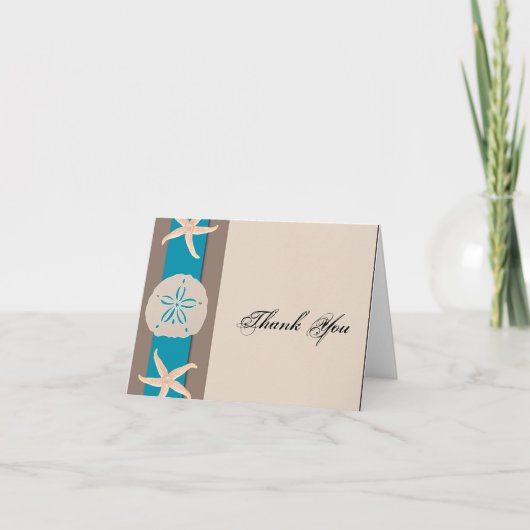 Het bruine en Turkooise Huwelijk van de Zeester Bedankkaart (Voorkant)