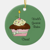 Het bruine Ornament van Kerstmis Cupcake (Voorkant)