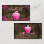 Het Bruine Roze van het Suède van Cupcake van het Visitekaartje (Voorkant / Achterkant)