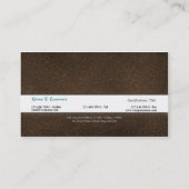 Het bruine suède van de blauwgroen modestilist visitekaartje (Achterkant)