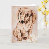 Het bruine Wenskaart van de Tekkel en van het Kaart (Gele Bloem)