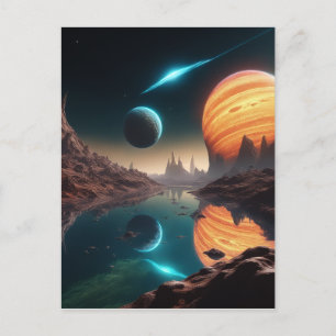 Het buitenaardse waterexoplanetenlandschap is een  briefkaart