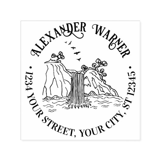Het Buitenleven: Waterval Naam Adres Zelfinktende Stempel (Design)