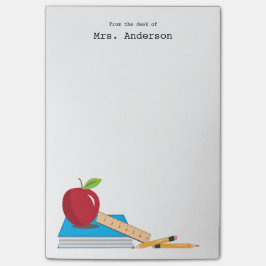 Het bureau van de leerkracht, speciaal ontwikkeld, post-it® notes