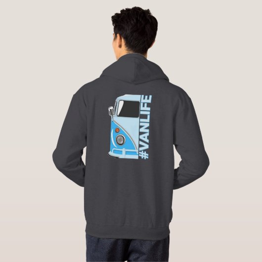 Het busje Life. Kamperen en surfen. Unisex Hoodie (Achterkant volledig)