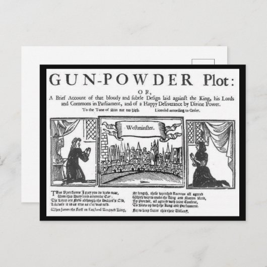 Het buskruitcomplot van Guy Fawkes Briefkaart (Voorkant / Achterkant)