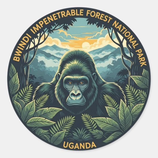 Het Bwindi Impenetrable National Park in Oeganda Ronde Sticker (Voorkant)
