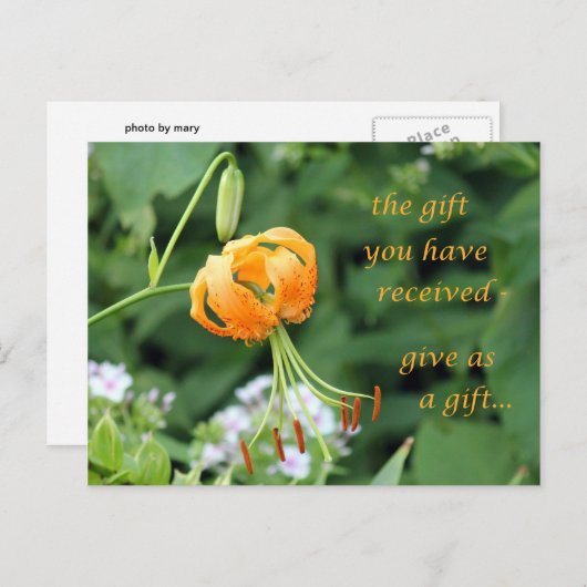 Het cadeau dat je hebt ontvangen briefkaart (Voorkant / Achterkant)