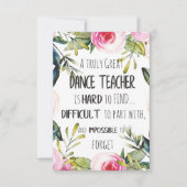 Het cadeau voor Dance-leraar weghalen Dank u wel,  (Voorkant)