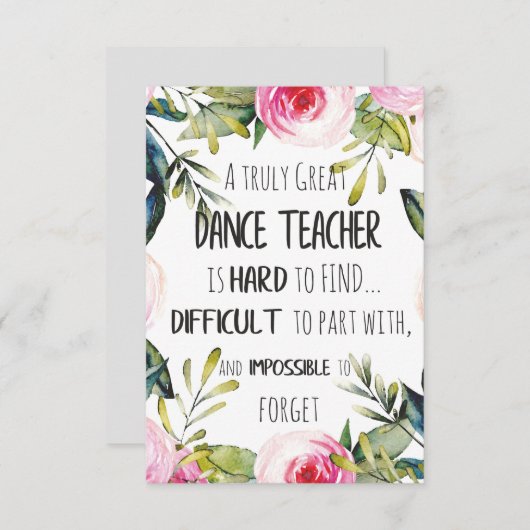 Het cadeau voor Dance-leraar weghalen Dank u wel,  (Voorkant / Achterkant)