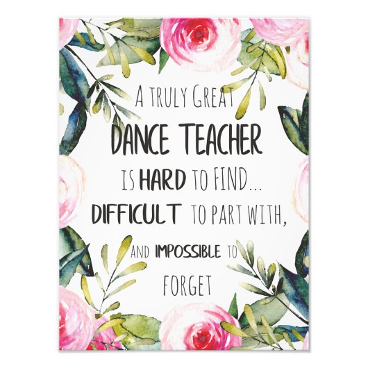 Het cadeau voor Dance-leraar weghalen Dank u wel,  Foto Afdruk (Voorkant)