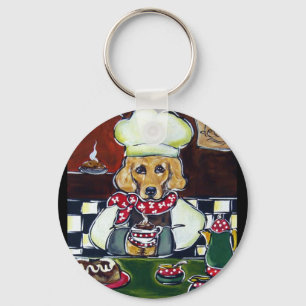Het Cafe Golden Retriever Sleutelhanger