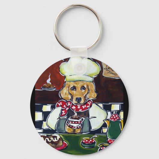Het Cafe Golden Retriever Sleutelhanger (Voorkant)