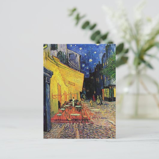 Het café terrace in het forum, Arles, op Briefkaart (Staand voorkant)