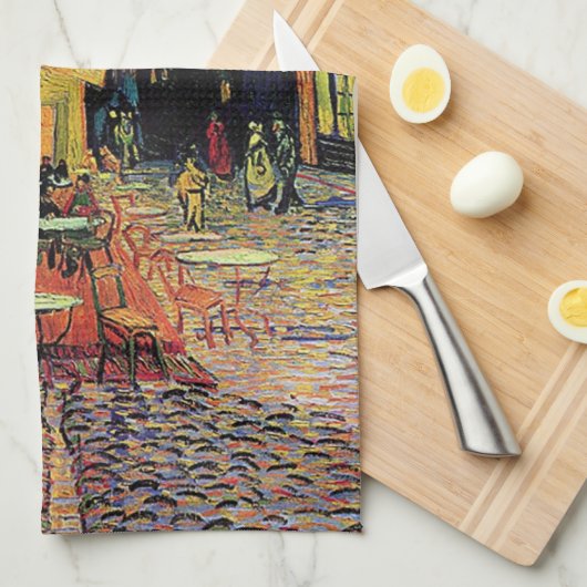 het café terrace in het forum, Arles... Theedoek (Quarter Fold)