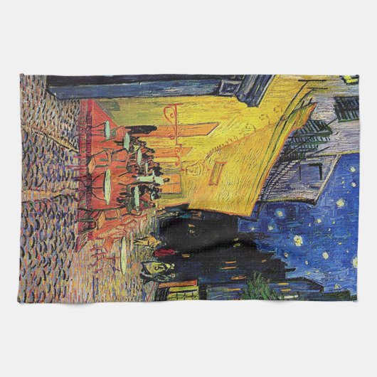 het café terrace in het forum, Arles... Theedoek (Horizontaal)