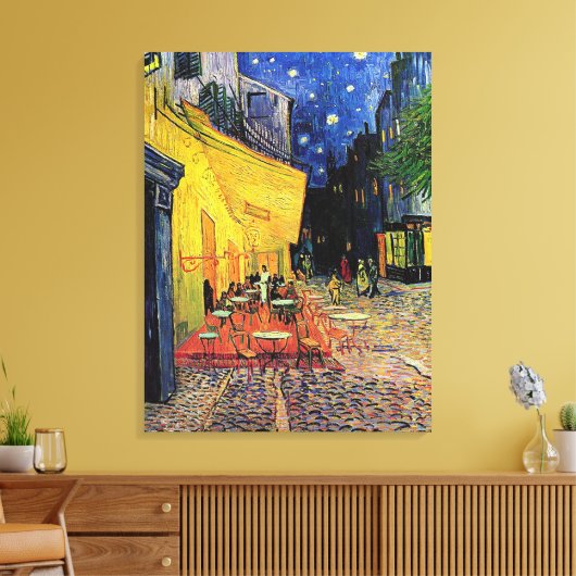 het café terrace ter plekke.. Vincent van Gogh Canvas Afdruk (Insitu (Woonkamer))