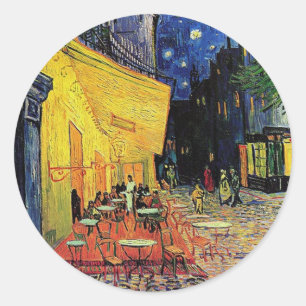 Het caféterras op de place du forum, Arles, op Ronde Sticker
