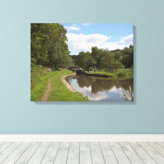 Het Caldon Canal Cheddleton Staffordshire Canvas Afdruk (Insitu (Houten vloer))