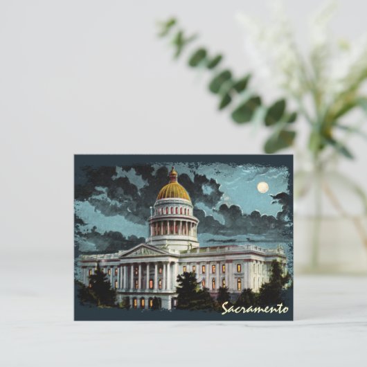 Het California State Capitol Moonlight Briefkaart (Staand voorkant)