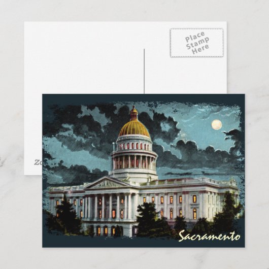Het California State Capitol Moonlight Briefkaart (Voorkant / Achterkant)