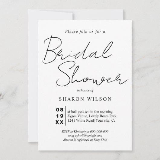 Het calligrafische zwarte en witte Vrijgezellenfee Kaart (Voorkant)