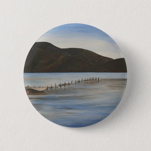 Het Calm Water van de Landschapskunst van Akyaka Ronde Button 5,7 Cm (Voorkant)