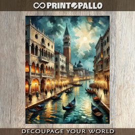 Het Canal Grande in Venetië bij nacht Tissuepapier