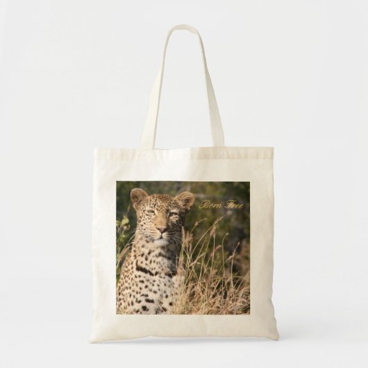 Het Canvas tas van de luipaard--Geboren Vrij (Voorkant)