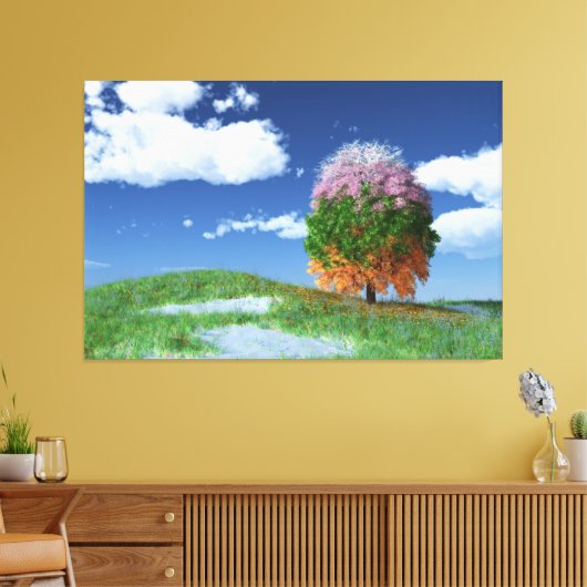 Het canvas van de Seizoenboom drukt (Insitu (Woonkamer))