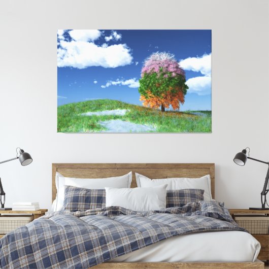 Het canvas van de Seizoenboom drukt (Insitu (Slaapkamer))