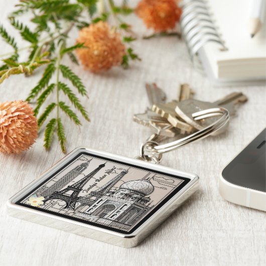 "Het canvas van de stad" Sleutelhanger (Zijkant)