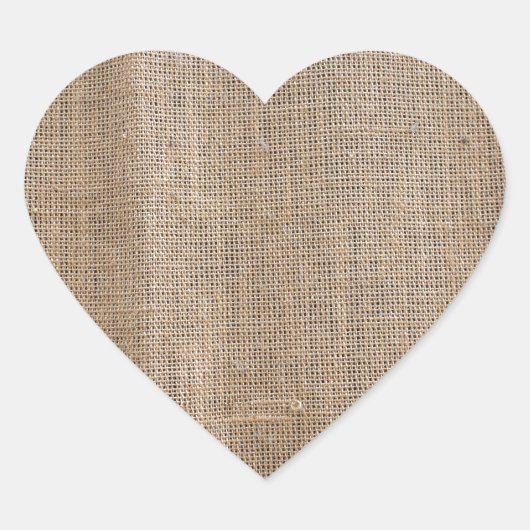 Het canvas van jute textuur hart sticker (Voorkant)