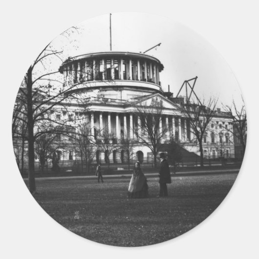 Het Capitol-gebouw in Washington DC. Ronde Sticker (Voorkant)
