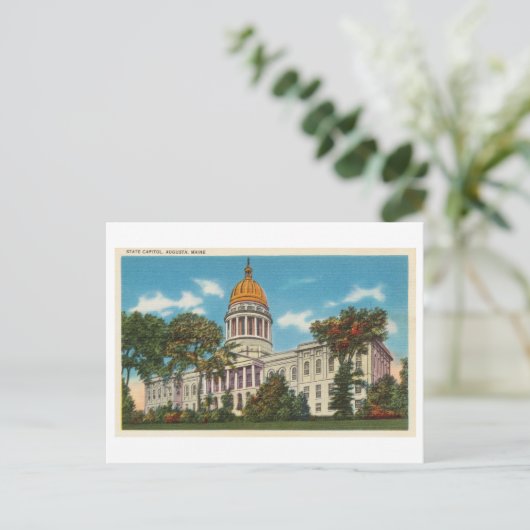 Het  Capitool in Augusta, Maine, Briefkaart (Staand voorkant)